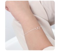 Gold Plated Dual Hearts Silver Bracelet BRS-42-GP